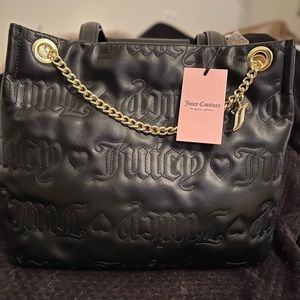 Juicy Couture Quilted Black Puff Tote- NEW